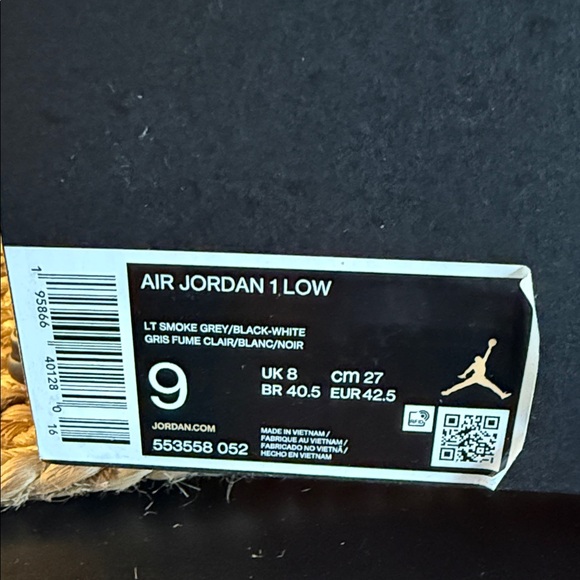 Air Jordan 1 Low Lt Smoke Grey, Black, and White Sneakers - Picture 4 of 5